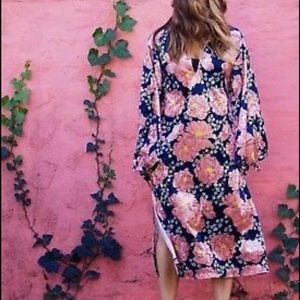 Zara Trafaluc velvet floral midi dress